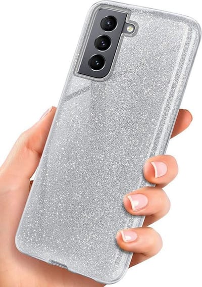 Backcover Hoesje Geschikt voor: Samsung Galaxy S21 Plus Glitters Siliconen TPU Case Zilver - BlingBling Cover