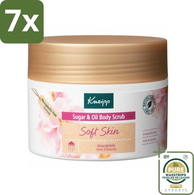 7 x Kneipp - Body scrub - Sugar & Oil - Soft Skin - Voor droge en gevoelige huid - 220 g - Grootverpakking - Body Scrub - Suiker Scrubb - Amandelolie - Droge Huid - Gevoelige Huid