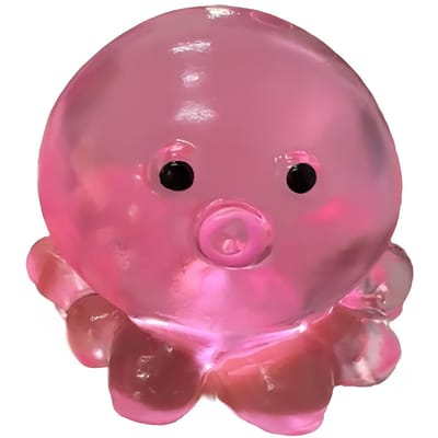 Poulpe Squishy Jouet Anti-Stress Poulpe Cristal Transparent en Caoutchouc Jouet pour la Main Doux à Rebond Lent Jouet à Pincer pour Enfants Adultes rose