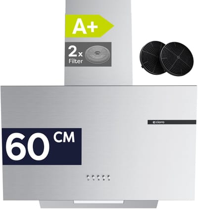 CIARRA VMS6765A - A+ 599 m³/u Schuine Afzuigkap 60 cm Wandkap Recirculatie & Luchtafvoer Koolstoffilters meegeleverd met LED RVS