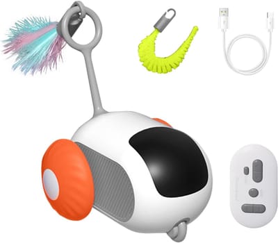 Interactief kattenspeeltje, muis met afstandsbediening, 2 standen, USB-oplaadbaar elektrisch muizenspeeltje, slim voor katten (oranje kleur)