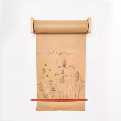 Papierrolhouder - Wanddispenser Kraft - Ideeën Opschrijven - Verstelbare Hoogte - 45 cm Breed - Houtkleur