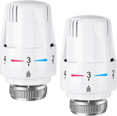 Thermostaatkop - 2 stuks - Radiatorknop M30 x 1,5 - Thermostatische radiatorkranen - Radiatorthermostaatknop - Verwarmingsregelaar - Vervangingskop voor radiatorventiel - Thermostaatkraan - Wit