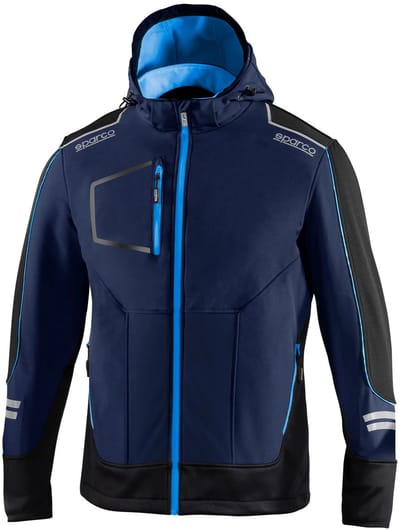 Sparco Tech York Softshell Jas - Zwart — Blauw — XXL