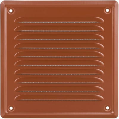 Ventilatierooster voor Open Haard - Buitenrooster Met Muggennet en Schuine Ribben, 14 x 14 cm