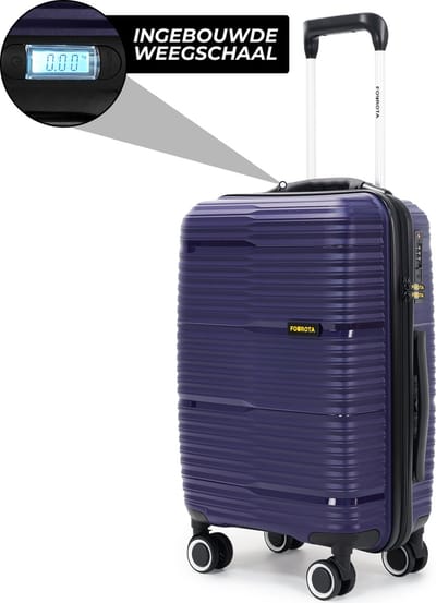Fourota Handbagage Koffer met Weegschaal – Nooit Overbagage – TSA Slot – 56x35x22 – Lichtgewicht – 360° Wielen – Navy
