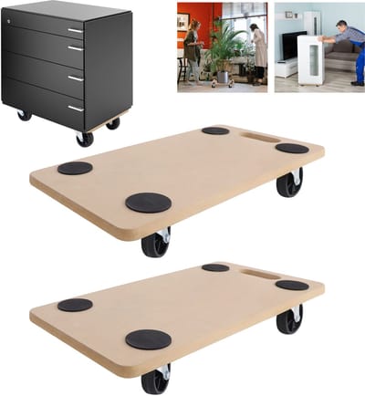Transportroller 580 x 290 mm, max. draagvermogen 200 kg, incl. rubber pads, voor verhuizing & werkplaatsen (2 stuks)