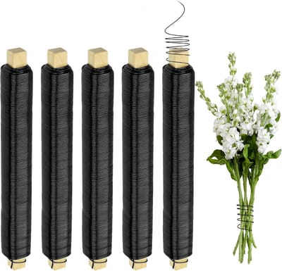 Bloemendraad 5 Rollen ø 0,8 mm - Wikkeldraad en Buigdraad voor Creatief Knutselen en Tuinieren - Zwart, Roestvrij, 25 m/Rol