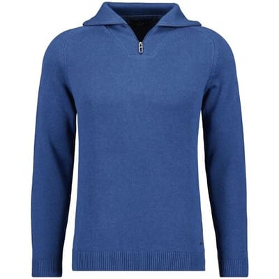 Ragman Trui Cotton Troyer Zip Raglan Sleeve Blue Sapphire / male
