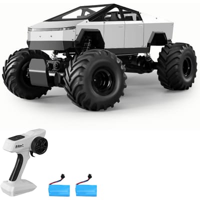 Afstandsbediening Auto Groot Formaat 45cm 1/8 2.4GHz Afstandsbediening Truck Offroad Auto Voertuig 4WD Legering 2 battery wit