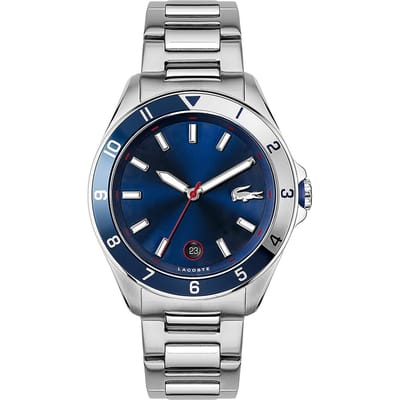 LACOSTE TIEBREAKER 2011127 Montre en Acier Inoxydable avec Calendrier Homme [Occasion] bleu