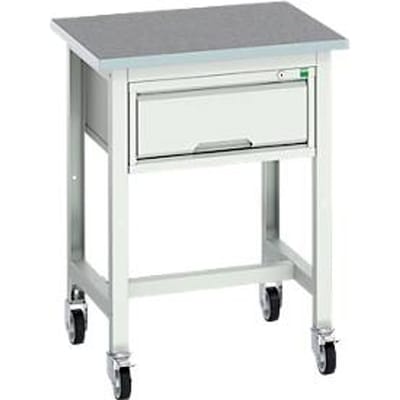Bott verso werkbank, linoleumblad, 1 lade, met kruisschoorset, B 700 x D 600 x H 930 mm, lichtgrijs