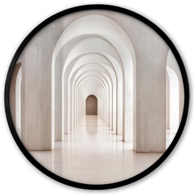 Poster in lijst Rond - Fotolijst 40x40 cm - Posters - Hal - Bogen - Symmetrisch - Modern - Ronde posterlijst zwart - Decoratie - Wanddecoratie woonkamer - Muurdecoratie slaapkamer