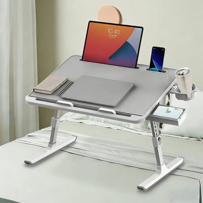 Cherrys Finds - Laptoptafel - Laptop tafel - Bedtafel - Laptoptafels - Inklapbaar - Verstelbaar Van Hoogte - Multifunctioneel - Draagbaar - Universeel - Grijs