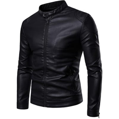 Heren PU Leren Jas Herfst en Winter Heren Dunne Koreaanse Versie van Casual Heren Jas Opstaande Kraag Slim Leren Jas XXXL