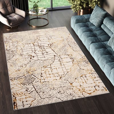 Tapiso Golden Vloerkleed Woonkamer Laagpolig Tapijt Maat- 80x150