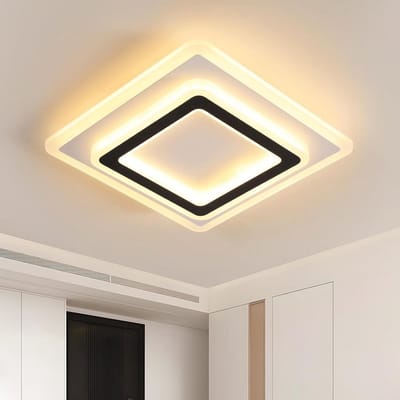 Moderne LED Plafondlamp Vierkant Zwart/Wit - 38W Warm Wit Licht voor Woonkamer, Keuken of Slaapkamer