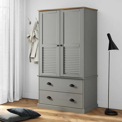 vidaXL - Kledingkast - VIGO - 90x55x170 - cm - massief - grenenhout - grijs