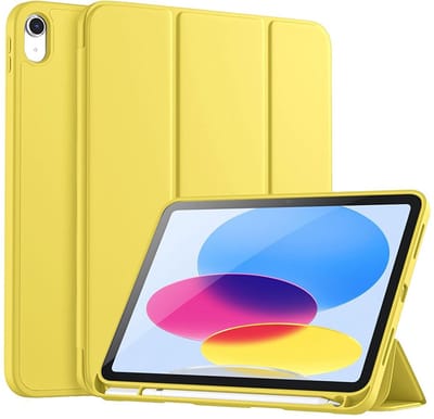 CaseMania Bookcase hoesje geschikt voor iPad 11 (A16)/iPad 10.9 (2022) - Effen Geel - Kunstleer