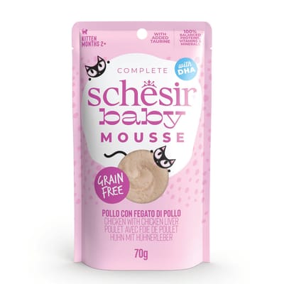 12x70g Schesir Baby Mousse kip met kippenlever natvoer voor katten