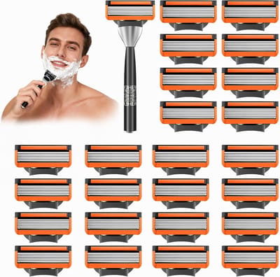 Reservemesjes Mannen - Scheermesjes Set - Dagelijks Scheren - Huidvriendelijk - 24 Stuks - Blauw