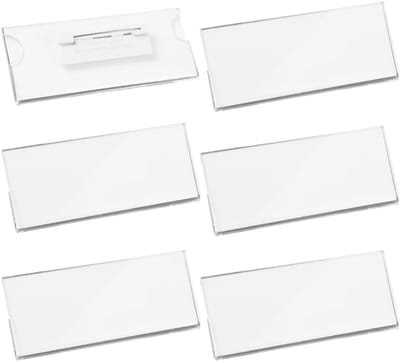 Dailygoods- Naambordjes 6 Stuks - Waterdicht - Transparant - Herbruikbaar - Veiligheidsspeld - Hoogwaardig Acrylmateriaal - Naamplaatjes
