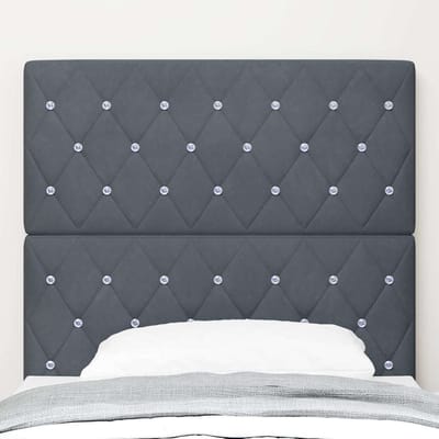 vidaXL - LED - Hoofdbord - met - hoofdeinde - Donkergrijs - 90 - cm - Fluweel