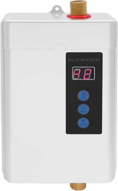 Doorstroomboiler Elektrisch - Tankloos Warm Water - Direct Douchen - Instelbaar 28-55°C - 22 x 22 x 31 cm - Wit