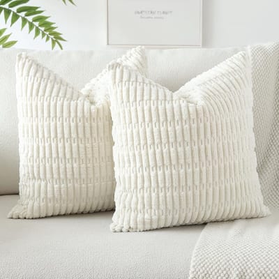 Famanu – Corduroy ribfluweel kussenhoezen set van 2 (50x50 cm) – zachte sierkussenhoezen – modern & minimal – beige