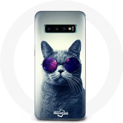 Hoesje voor Samsung Galaxy s10 plus Cat Paarse Brilstijl