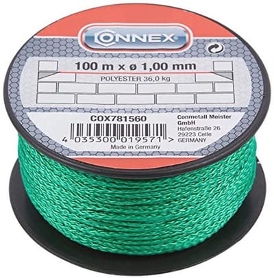 Metselaarsnaad 100 m - 1 mm Dikte - 36 kg Draagkracht - Groen Polypropyleen