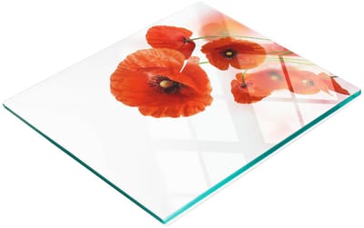 Duurzame en stijlvolle snijplank van gehard glas met klaprozenpatroon, 60x52 cm