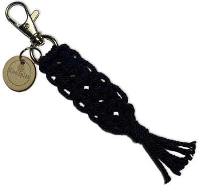 Sleutelhanger 'Cookie' Zwart - Katoenkoord - Handgemaakt in ons Macramé Atelier - Prijs per Stuk - Inclusief Verzendkosten