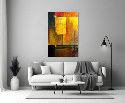 Glasschilderij - Abstract - Kunst - Kleuren - Wanddecoratie - Woonkamer - Slaapkamer - 140x90 cm