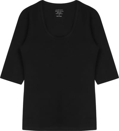 Claesen's® - 3/4 Sleeve R-Neck T-Shirt Cotton/LycraN 8017-Black-S