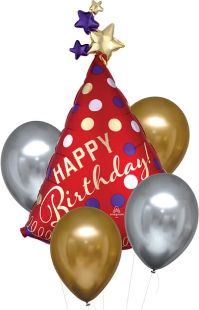 Anagram Ballonnenboeket Party Hat Latex Goud/zilver 5-delig