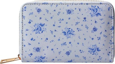 Juleeze Portemonnee 10x15 cm Wit Blauw Polyester Roosjes