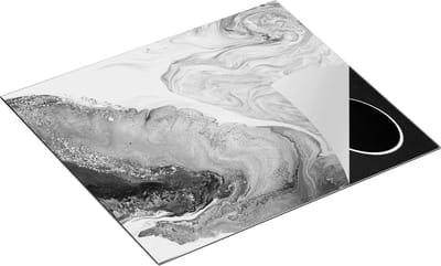 Chefcare Inductie Beschermer Abstracte Kunst van een Oceaan - Zwart Wit - 60x50 cm - Afdekplaat Inductie - Kookplaat Beschermer - Inductie Mat