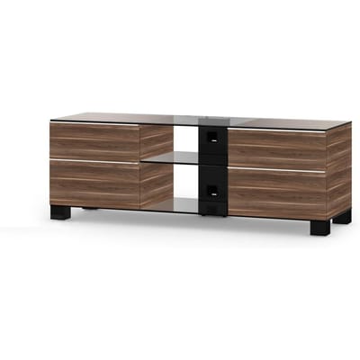 Sonorous MD9340 WOOD C-HBLK-VIC- doorzichtig glas, zwart aluminium, walnoot victori, Sonorous houtbruine kleur