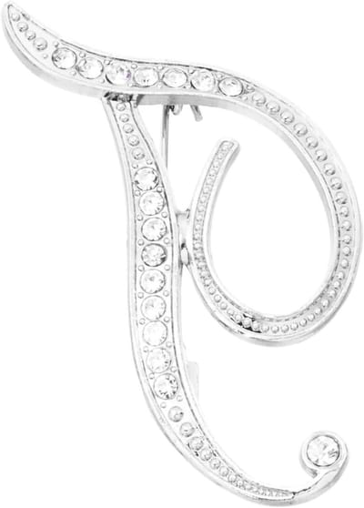Letter Broches - Initial Speld - Kleding Versieren - Rhinestone Kristal - 9.2 x 6.2 cm - Zilverkleurig
