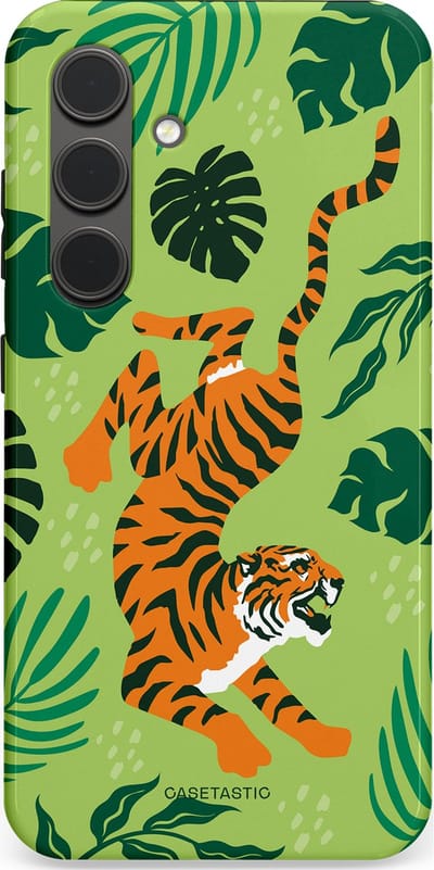Casetastic Hoesje Geschikt voor Samsung S24 - Stijlvolle Beschermende Duo-layer Case - Tijgerwoud