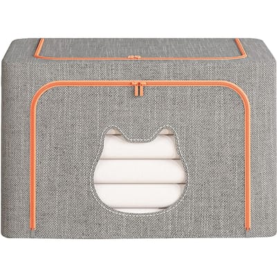 Kleding Opbergtas met Stalen Frame Grote Capaciteit Opvouwbare Kleding Opbergbak Kast Organizer grijze kleur
