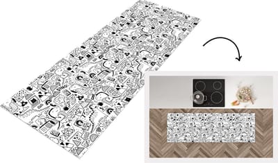 Keukenloper - Loper keuken - Patronen - Dinosaurus - Telefoon - 150x50 cm - Keukenloper vinyl