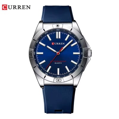 CURREN Horloge 8449 - Zilverkleurig-Blauw – Heren - Quartz - Ronde Kast - Siliconen Band - Lichtgevend - Outdoor Sporthorloge - Waterbestendig