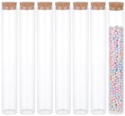 Dailygoods- Testbuisjes 10 stuks 110 ml - Glazen Flesjes - Kurksluiting - Mini-Flesjes - Voor Snoep/Specerijen - Heldere Platen