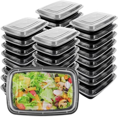 25x Maaltijdcontainers met deksel 750 ml - Magnetron- en vaatwasserbestendig