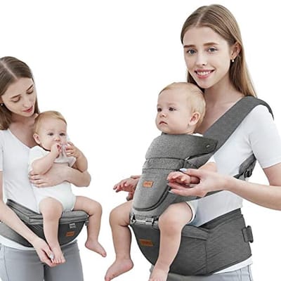 Draagzak met heupzitje - Baby drager - Baby comfortabel dragen - Ergonomisch ontwerp - Tot 30 kg - Grijs