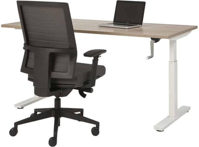 Bureau Teez Slinger zit/zit verstelbaar breed 140CM diep 80CM bladkleur Robson Eiken framekleur Aluminium (RAL9006)