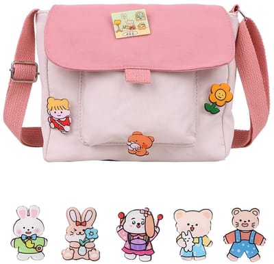 VT Goods - Schoudertas - Mignon - Voor kinderen - Pink - Messenger Bag - Inclusief 9 broches - Geschikt voor meisjes en vrouwen
