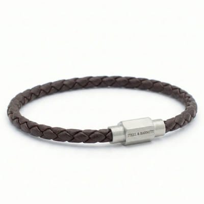 STEEL & BARNETT - Leren Armband Heren - Luke Landon - Bruin - Maat M